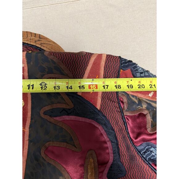 La Coleccion Judith Roberts Jacket Womens Medium Red Black Patchwork Beaded Boho - Picture 14 of 15